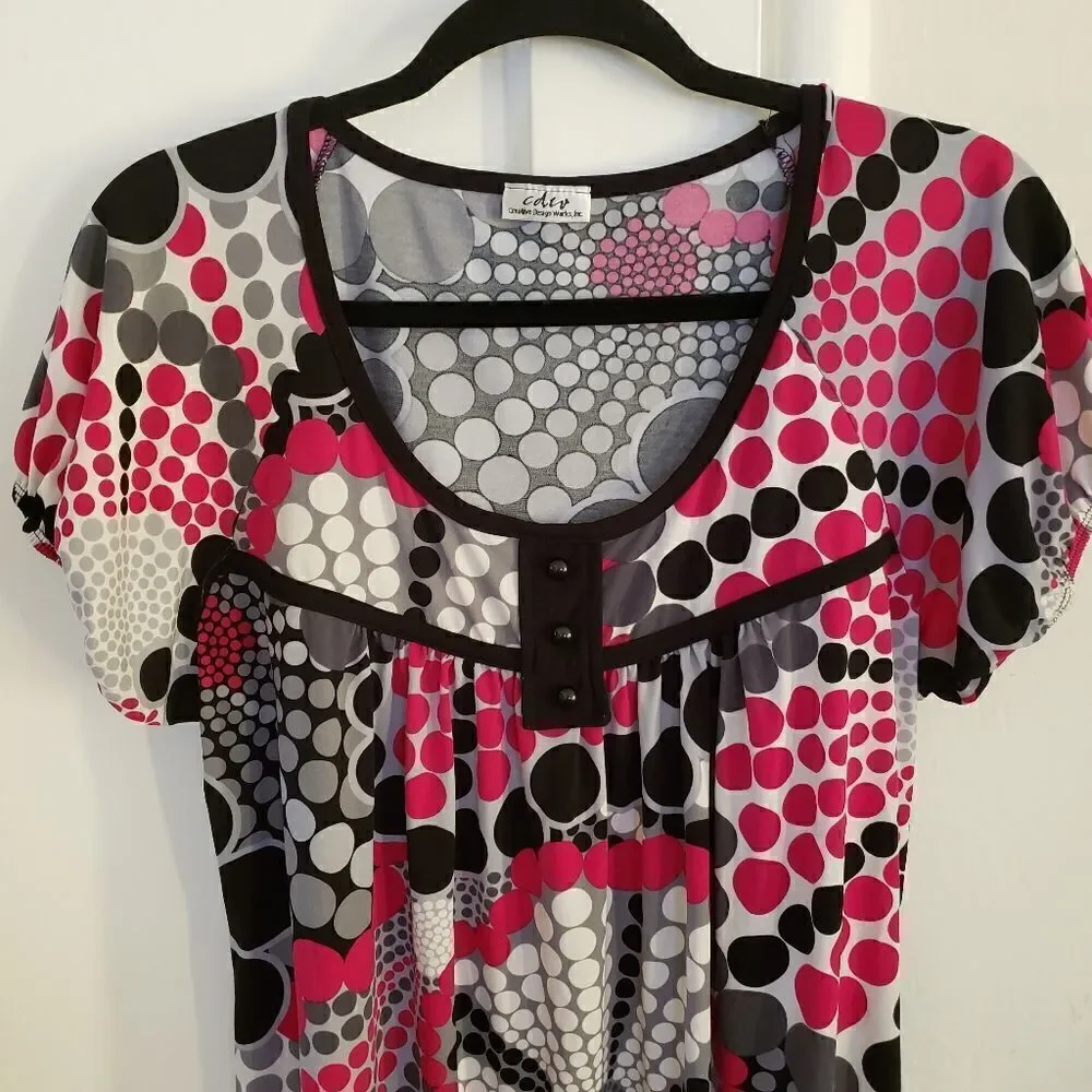 CDW Creative Design Works Cicle Patterned Scoop Neck Blouse - Picture 3 of 7